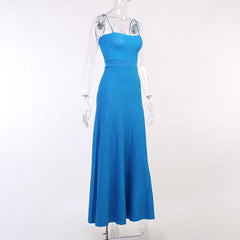 Pre Order: Blue Knitted Sleeveless Midi Dress