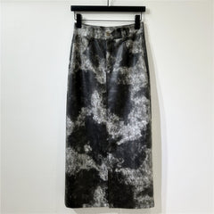 Tie Dye Leather Hip Hugging Skirt