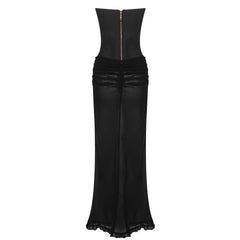 Mesh Chiffon Tube Top + Mesh Long Skirt