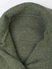 Solid Lace Up Waist Tie Long Knitted Cardigan