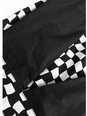 Pre Order: Black Plaid High Elastic Waist Wide Leg Pants