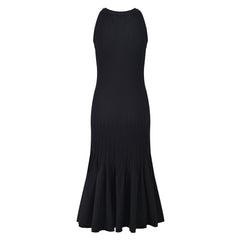 Diamond Studded Round Neck Fish Tail Knitted Dress
