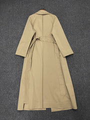 Detachable Hood Lace Up Long Coat