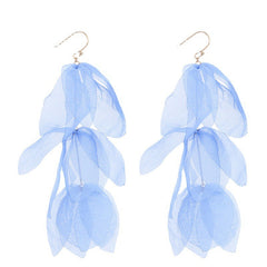 Multi Layered Petal Tassel Hook Earrings