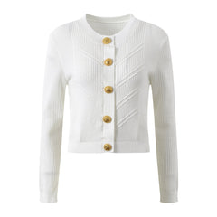 Round Neck Metal Buckle Slim Fit Knitted Top + Mini Skirt