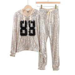 Sequined Sweatshirt + Pants Sweatsuit