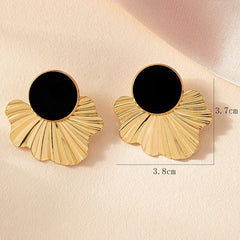 Pre Order: Black Round Fan Earrings