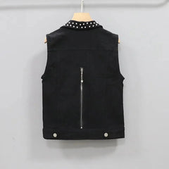 Rivet Tassel Waistcoat Denim Vest