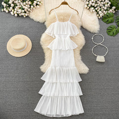 Solid Chiffon Pleated Sheath Long Dress