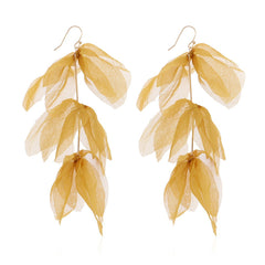Multi Layered Petal Tassel Hook Earrings