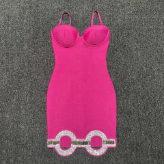 Rhinestone Hollow Bandage Dress