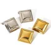 Stainless Steel Concave Square Earrings