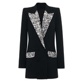 Handmade Inlaid Diamond Slim Fit Long Blazer