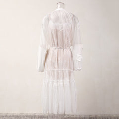 3D Floral Patchwork Lace Up Dress