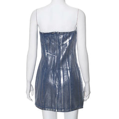 Solid Strapless Bodycon Denim Dress