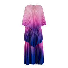 Gradient Color Shawl Top Pleated Loose Dress