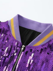 Purple Sequin Baseball Jacket