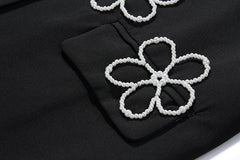 Retro Pearl Flower Embellished Blazer