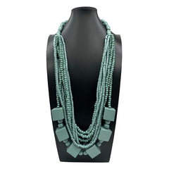 Geometric Multi-Layer Wooden Bead Necklace