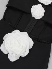 Pre Order: Big Flower Hollow Out Bandage Dress