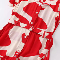 Red Casual Abstract Printed Dress