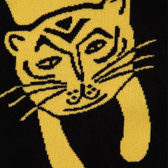 Pre Order: Black Cartoon Jacquard Round Neck Knit Sweater