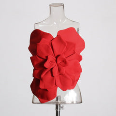 Solid 3D Flower Slim Fit Tube Top