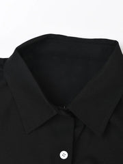 Pre Order: Black Button Down Lace Pleated Dress