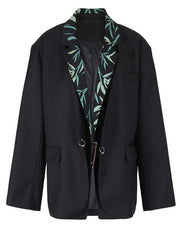 Pre Order: Black Printed Loose Blazer