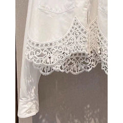 Lace Patchwork Long Sleeved White Shirt