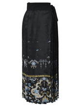 Pleated Dragon Jacquard Lace Up Skirt