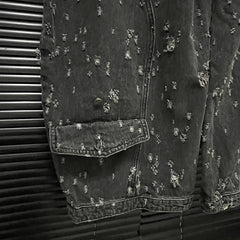 Vintage Distressed Straight Wide Leg Denim Pants