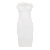 Tube Top Feather Bandage Banquet Dress