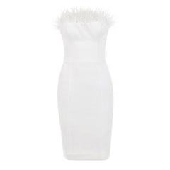 Tube Top Feather Bandage Banquet Dress