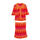 Wavy Striped Knitted Top + Knitted Skirt