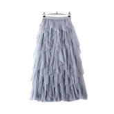 Ruffled Mesh High Waist Skirt