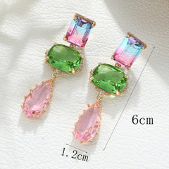 Retro Palace Water Drop Crystal Tassel Earrings