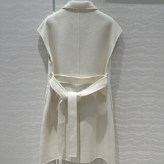 Solid Single Breasted Sleeveless Long Jacket