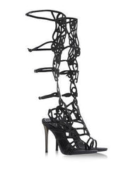 Suede Hot Diamond Laser Hollow Out Roman Sandals