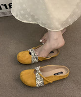 Chic Yellow Suede Boutique Splicing Slide Sandals