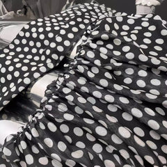 Classic Polka Dot Mesh Long Sleeved Dress