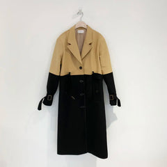 Vintage Splicing Belted Waist Midi Trench Coat