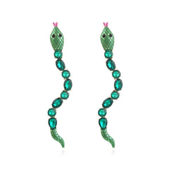 Alloy Diamond Inlaid Snake Shaped Earrings