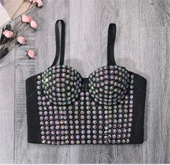 Pre Order: Black Solid Crop Rivet Corset