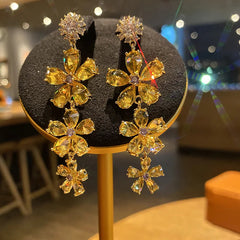 Candy Color Flower Zircon Earrings