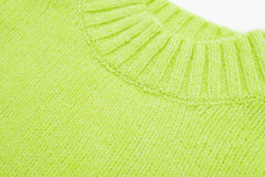 Edgy Solid Turtle Neck Ripped Cropped Sweater