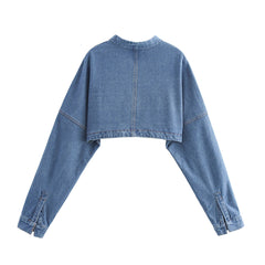 Solid Zip Up Short Denim Top