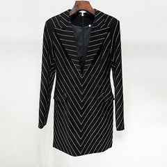 Stripe Hot Diamond Slim Fit Suit Dress