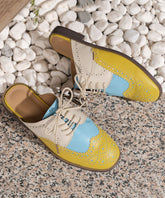 Art Hollow Out Splicing Walking Sandals Yellow Faux Leather