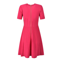 Solid Slim Fit Knitted Midi A-Line Dress